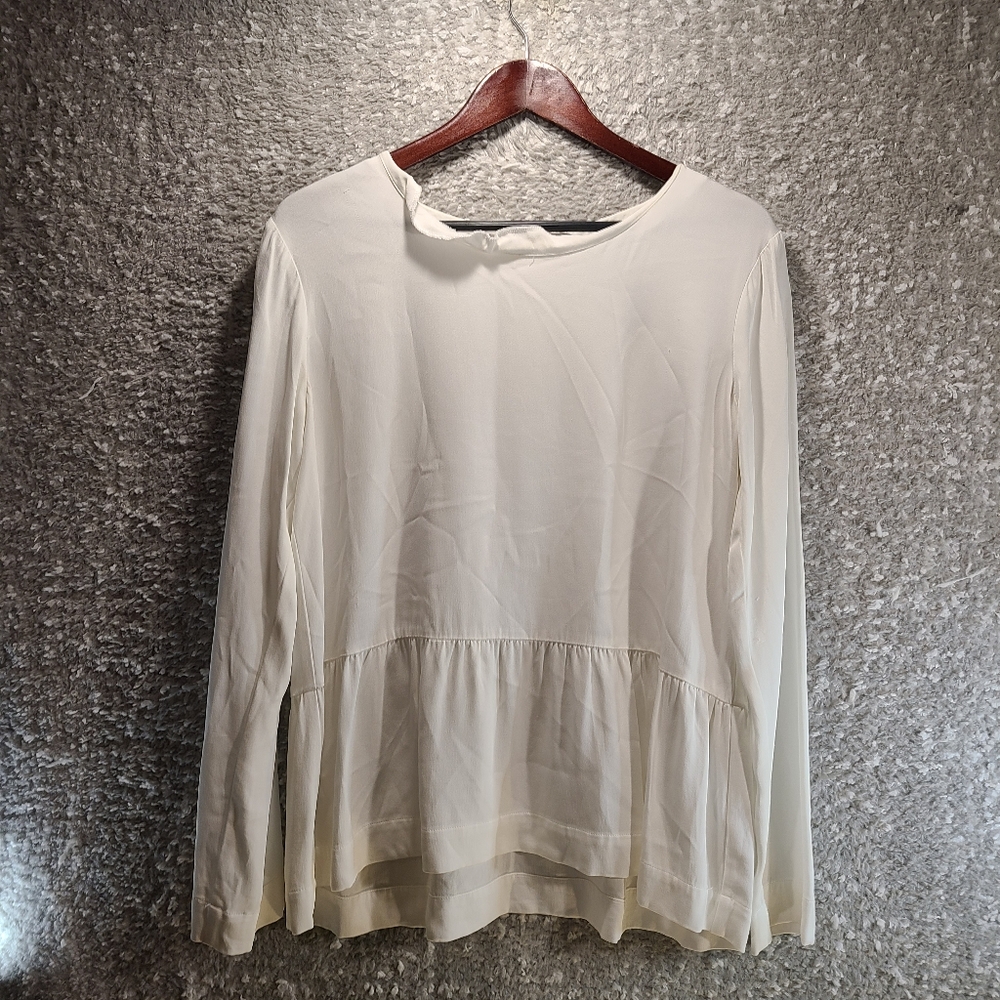 Gold Hawk White Silk Long Sleeves Blouse Small‎ Princess